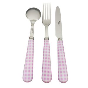 Couvert enfant Vichy Rose 3 pièces