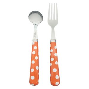 Couvert enfant Pois Orange 2 pièces