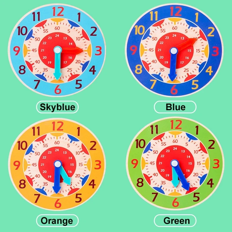 Horloge Montessori en bois – Apprendre à lire l’heure 12H/24H et les minutes – Image 2