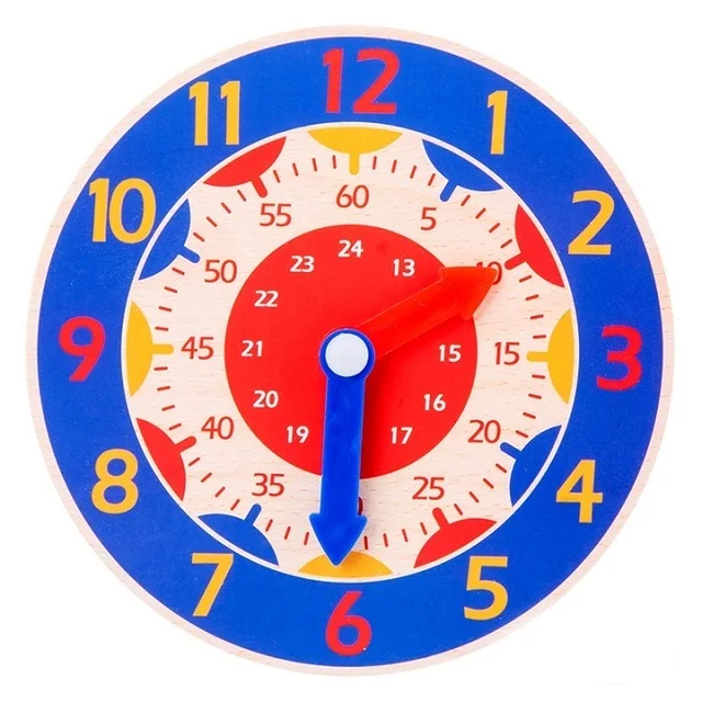 Horloge Montessori en bois – Apprendre à lire l’heure 12H/24H et les minutes – Image 4