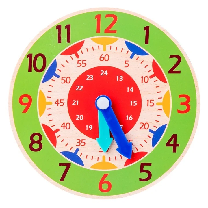 Horloge Montessori en bois – Apprendre à lire l’heure 12H/24H et les minutes – Image 9