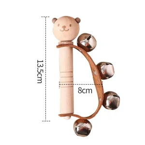 Hochet Musical Montessori en Bois – Grelots Sonores pour Bébé (13,5 cm)