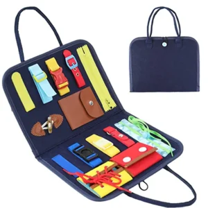 Busy Board Montessori Pliable – Planche sensorielle d’activités