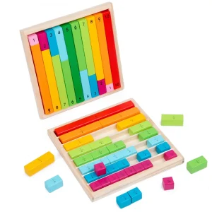 Barres de calcul Montessori en bois – Formes et couleurs 5+