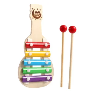 Xylophone guitare en bois Montessori – 8 tons multicolores