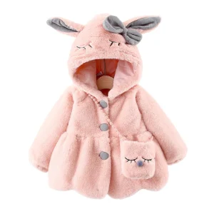 Veste bébé fille en fausse fourrure polaire lapin - FausLapin