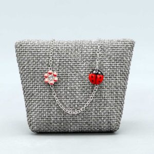 Bracelet enfant Argent massif avec Fleur rouge & Coccinelle
