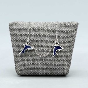 Bracelet enfant Argent massif avec 2 Dauphins cerclés d&rsquo;argent