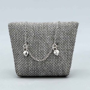 Bracelet enfant Argent massif avec 2 Coeurs