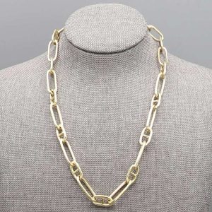 Collier argent massif doré Mailles marines Mailles ovales