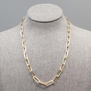 Collier argent massif doré Mailles rectangle