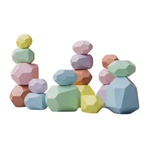 Jeu d&rsquo;Équilibre en Bois – Pierres Colorées Montessori 