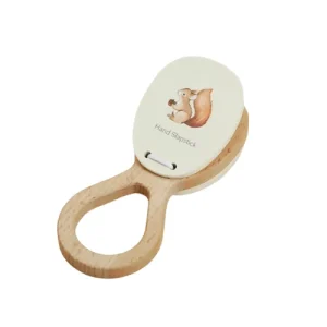 Hochet Écureuil en Bois – Jouet Montessori pour Bébé