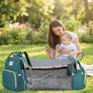 SAC À LANGER VERT - LIT BÉBÉ DE VOYAGE | TRAVELBABY™